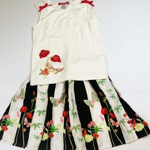 NWT Gymboree Girl Stripe Butterfly Skort & Cinched Butterfly Ribbon Tank size 7